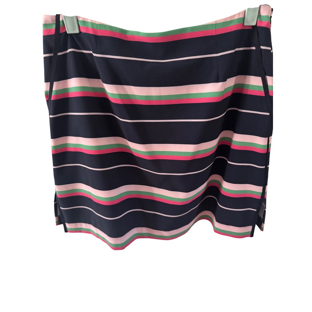 Golftini Stay In Your Lane Striped Golf Skort Navy Pink Green Womens Size 2